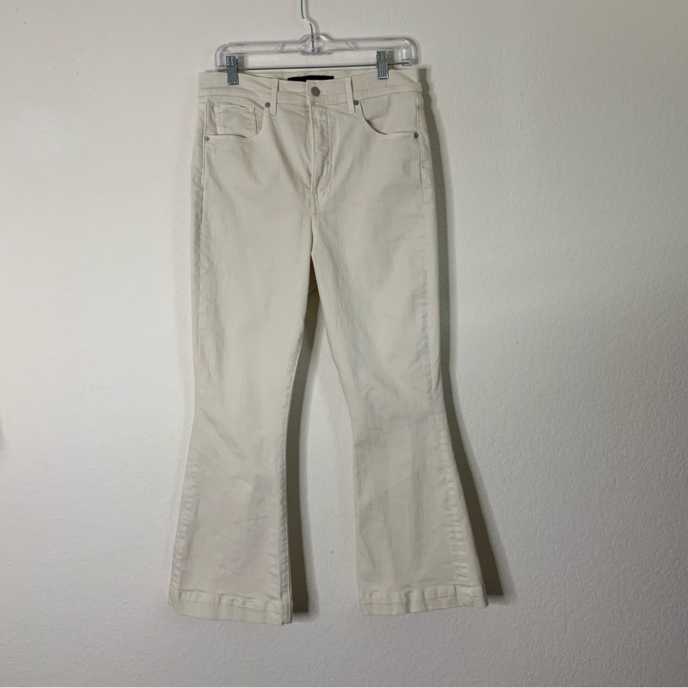 Veronica Beard Carson High Rise Ankle Flare Jeans in Ecru 31 - Picture 2 of 9